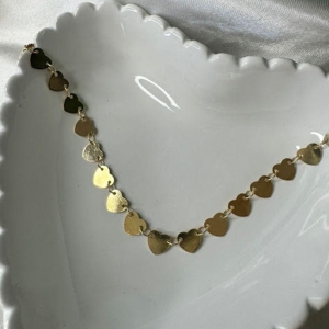 Tornozeleira Corações Laminados - Banhado a Ouro 18k