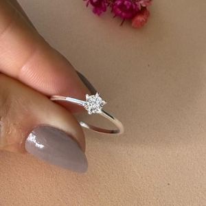 Anel Solitário Zircônia 4mm - Prata 925