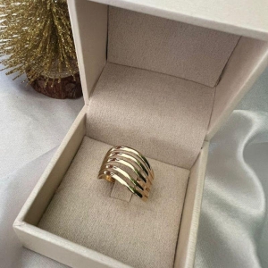 Anel 5 Fios Liso - Banhado a Ouro 18K