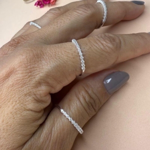 Anel Aparador Meia Aliança (UND) - Prata 925