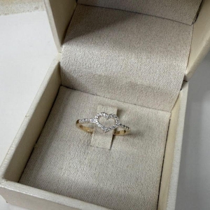 Anel Coração Vazado Cravejado - Banhado a Ouro 18k