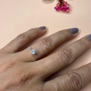 Anel Solitário Zircônia 4mm - Prata 925