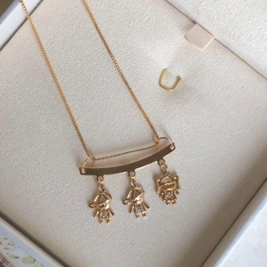 Colar Filhos 3 Pingentes - Banhado a Ouro 18K