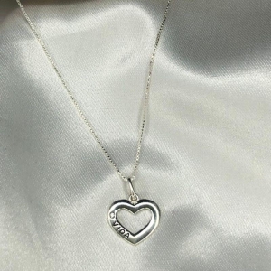 Pingente Coração Vazado Vida Com Ponto de Luz - Prata 925