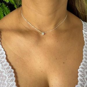 Colar Choker Ponto de Luz Redondo 5mm - Prata 925