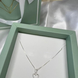 Pingente Coração Liso Vazado Pequeno - Prata 92