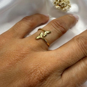 Anel Rabo de Sereira regulável - Banhado a Ouro 18k