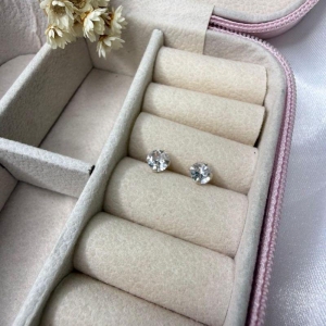 Brinco Ponto de Luz Redondo Zircônia - Prata925