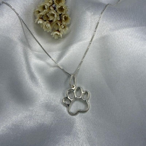 Colar Com Pingente Pata de Pet - Prata 925