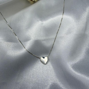 Colar Pingente de Coração Liso - Prata 925