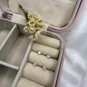 Dupla de Brincos Ponto de Luz Zircônia - Prata 925