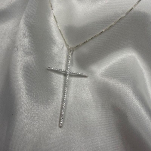 Pingente Cruz Cravejado com Zircônias 5cm- Prata925