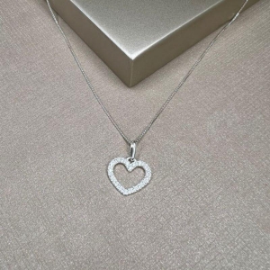 Pingente de Coração Cravejado - Prata 925