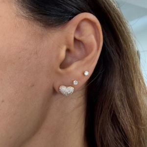 Brinco Pequeno Coração Cravejado Zircônias - Banhado a Ouro 18k