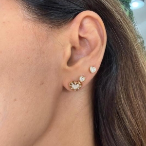 Brinco Pequeno Coração Liso com Cravejado de Zircônias - Banhado a Ouro 18k