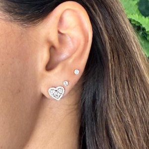 Brinco Coração com Zircônias  - Banhado a Ouro 18K