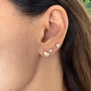 Brinco Pequeno Coração com Zircônias - Banhado a Ouro 18k