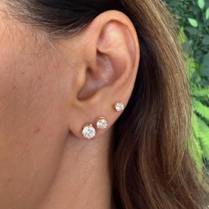 Brinco Trio Ponto De Luz Redondo Zircônia - Banhado a Ouro 18k