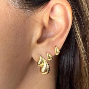 Brincos em Forma de Gota Dupla (Par) - Banhado a Ouro 18k