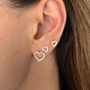 Brinco Coração Vazado de Zircônias - Banhado a Ouro 18k