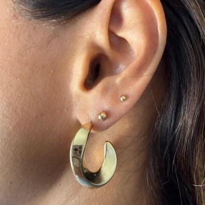 Brinco Semi Argola Oval Gold - Banhado a Ouro 18k