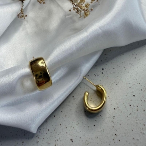 Brinco Argola Curva Média - Banhado a Ouro 18k