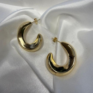 Brinco Semi Argola Oval Gold - Banhado a Ouro 18k