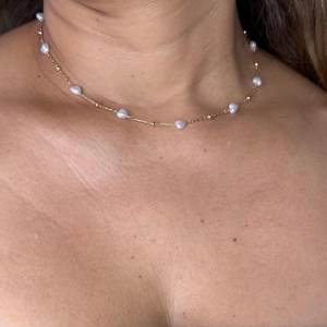 Choker Corações de Pérolas e Bolinhas - Banhado a Ouro 18k