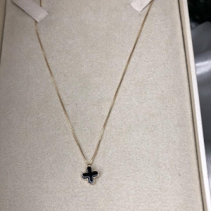 Colar Inspiração Jóia Pingente Preto - Banhado a Ouro 18K