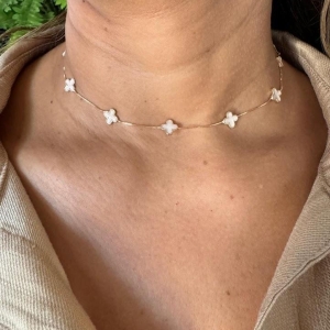 Choker Inspiração Jóia Trevo Off - Banhado a Ouro 18K