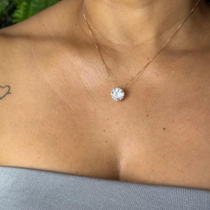 Colar Ponto de Luz Grande de Zircônia - Banhado a Ouro 18K