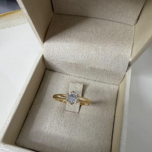 Anel Solitário Zircônia 5mm - Banhado a Ouro 18K