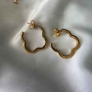 Brinco Argola Flores - Banhado a Ouro 18k