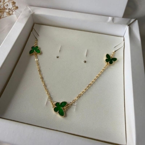 Choker Borboletas Resinadas Verdes - Banhado a Ouro 18K