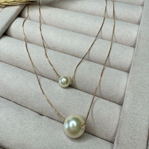 Colar Duplo com Pérola - Banhado a Ouro 18k