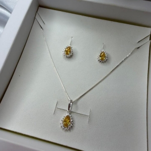 Brinco Gota Pequeno Cravejado Zircônia Amarelo - Prata925