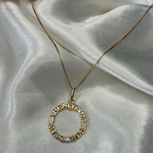 Colar e Pingente Abençoada por Deus - Banhado a Ouro 18K