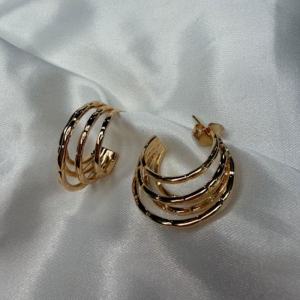 Argola 5 Fios Grande - Banhada de Ouro 18k