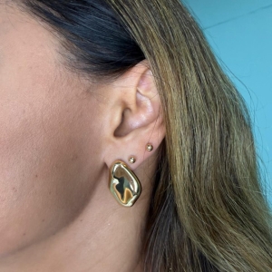 Brinco Design Orgânico - Banhado a Ouro 18k