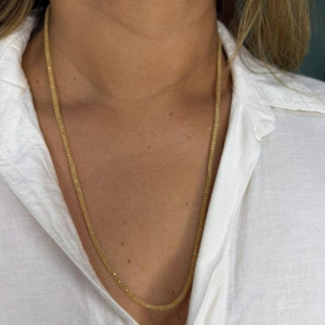 Colar Longo de Malha - Banhada ouro 18k