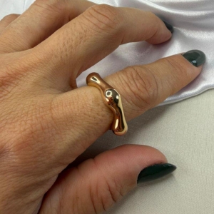 Anel Regulável Orgânico - Banhado a Ouro 18k