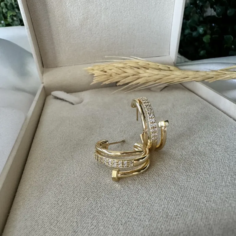 Argola Prego inspiração Joia - Banhado a Ouro 18K