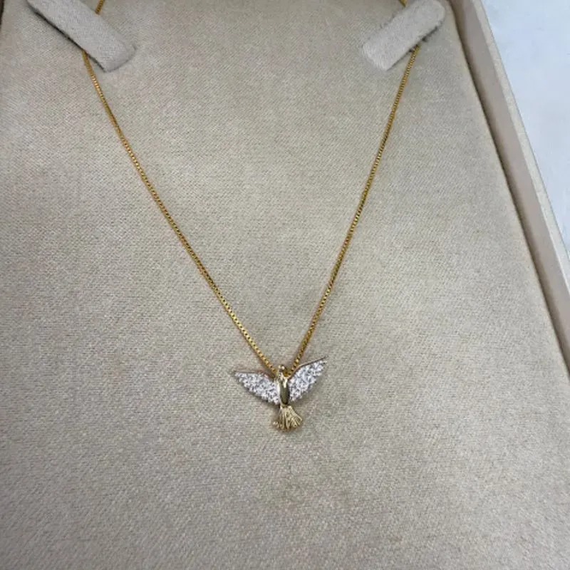 Colar Pingente Espírito Santo Cravejado - Banhado a Ouro 18K