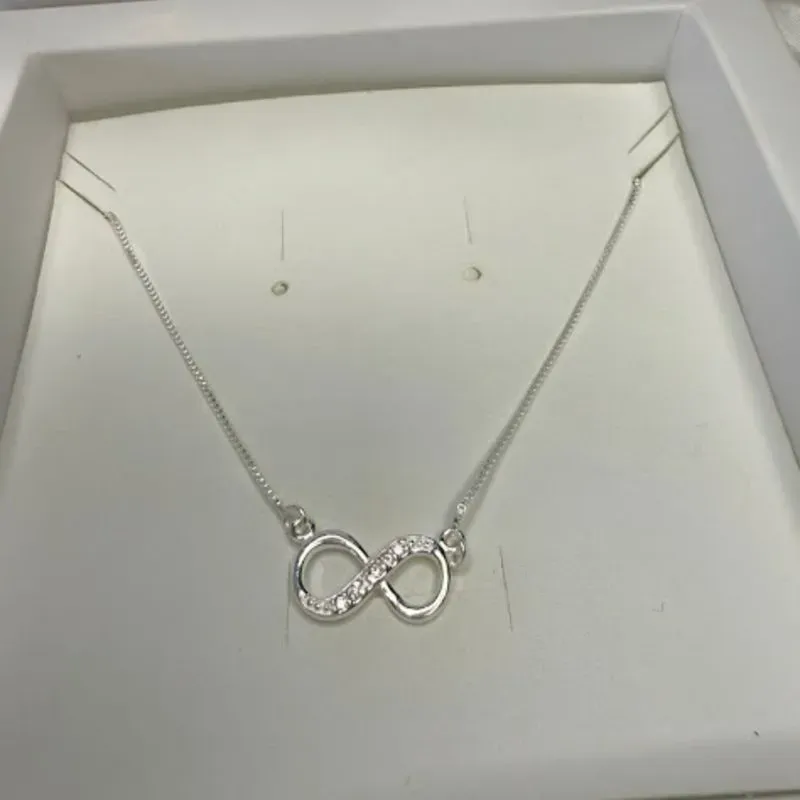 Colar Pingente Infinito com Cravejado Zircônias - Prata 925