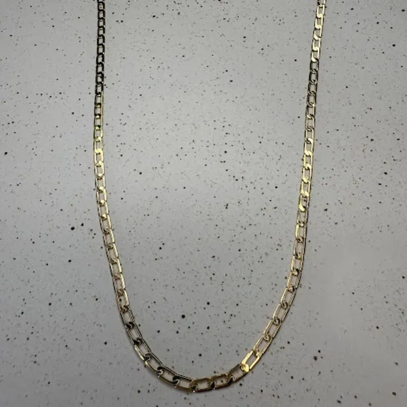 Corrente Elo Grumet Alongado 60cm -  Banhado a Ouro 18K
