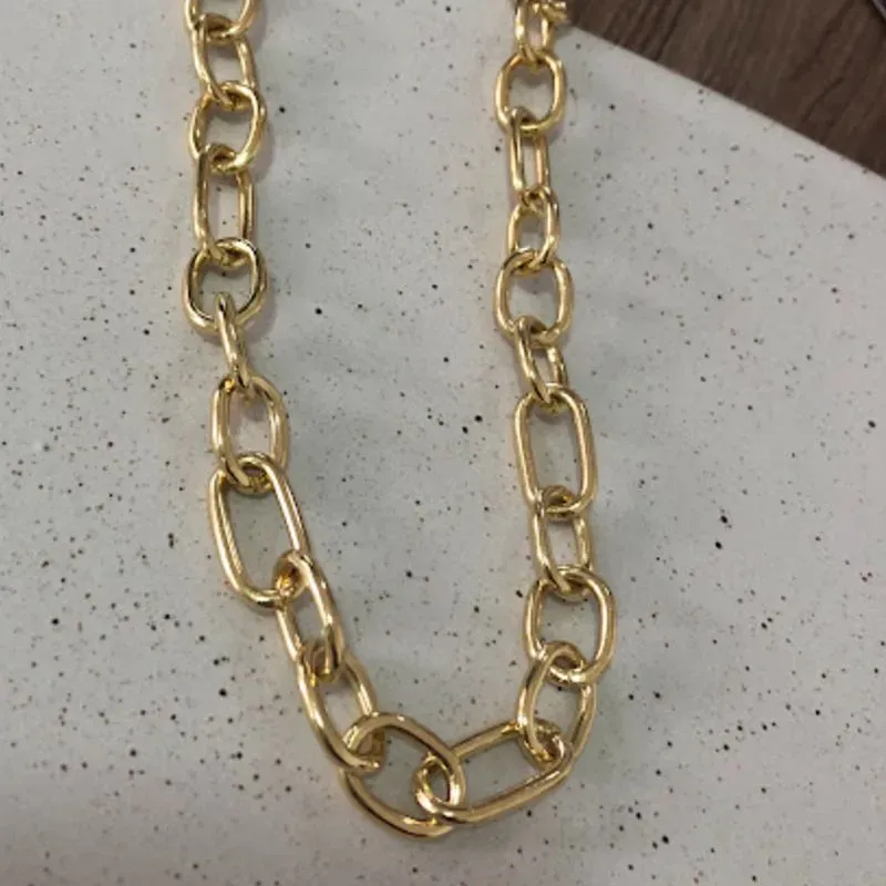 Colar Longo Corrente Elos Grandes - Banhado a Ouro 18k