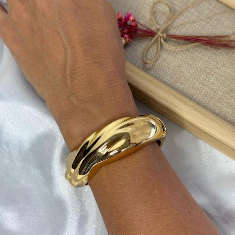 Bracelete Maxi Orgânico - Banhado em Verniz Italiano