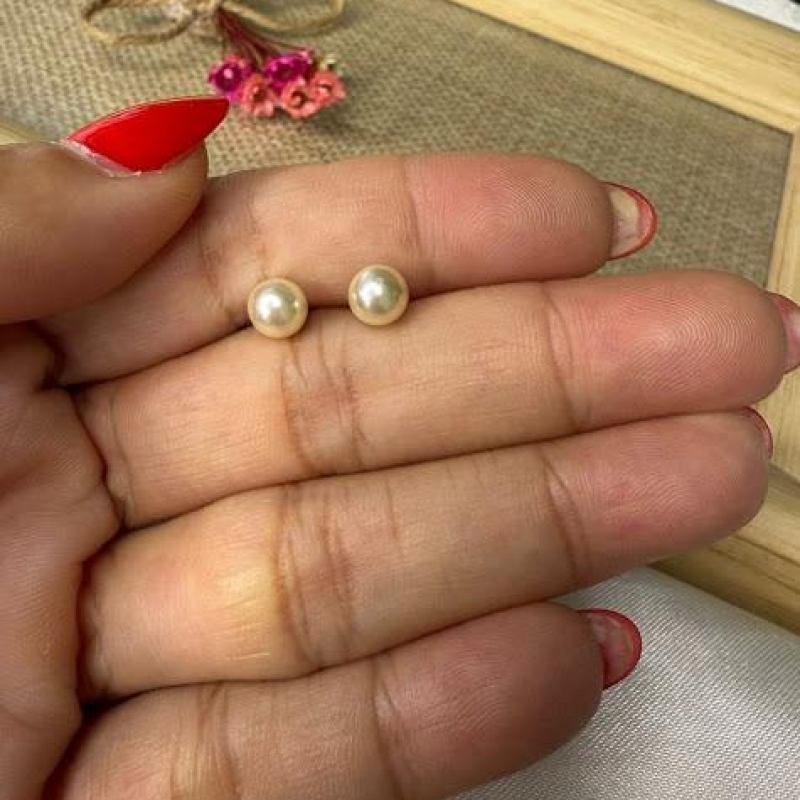 Brinco Bolinha de Pérola 6mm - Banhado a Ouro 18K