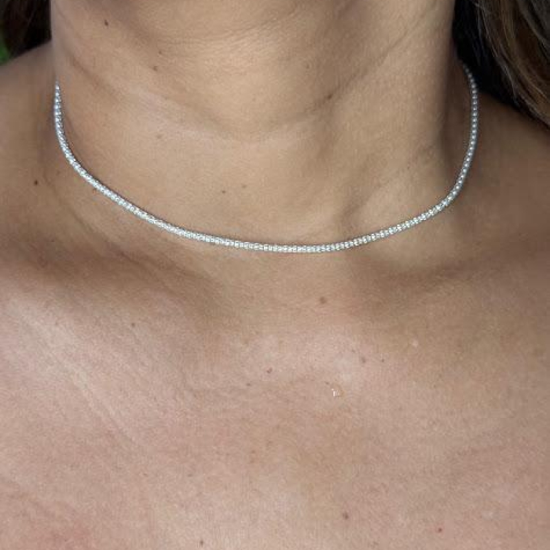 Colar Choker Pipoca 40cm - Prata 925