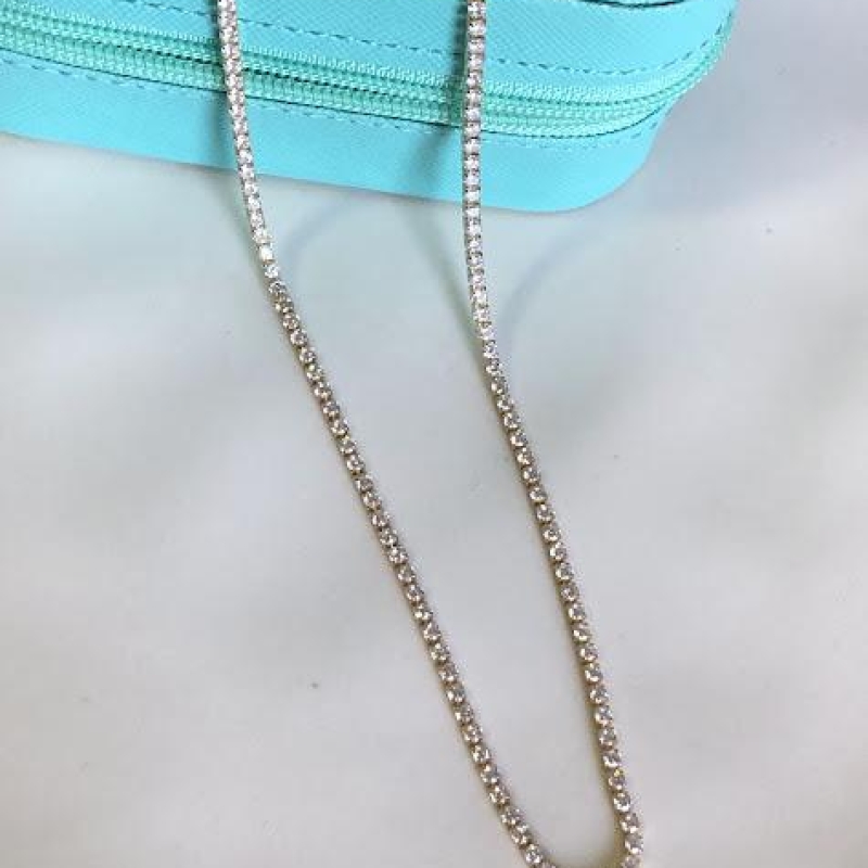 Colar Riviera Arredondadas Delicadas 45cm + 10cm de Extensor  - Banhado a Ouro 18K